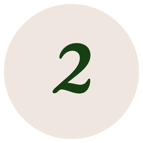 A dark green number 2 in a circular, light beige background.