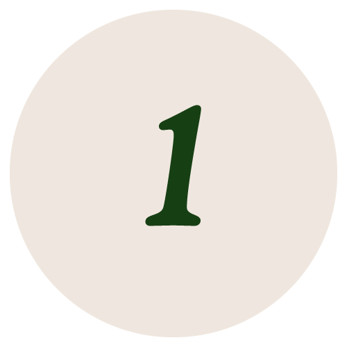 A dark green numeral 1 is displayed on a pale circular background.