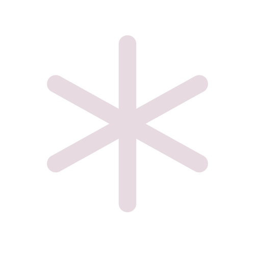 A large, light gray six-pointed asterisk symbol is centered on a plain white background.